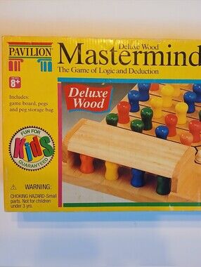 RARE Vintage 1992 Pavilion Deluxe Wooden Mastermind Game Logic Deduction Board